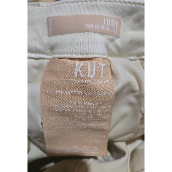 KUT From the Kloth Jodi Wide Leg Stretch Cargo Beige Pants Size 6 28x30 - Picture 10 of 10